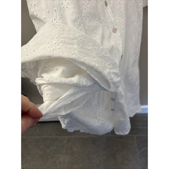 Laura Bianchi Italy Eyelet Midi Dress White Cotton Tiered Cottagecore Lined Sz S - Picture 11 of 16